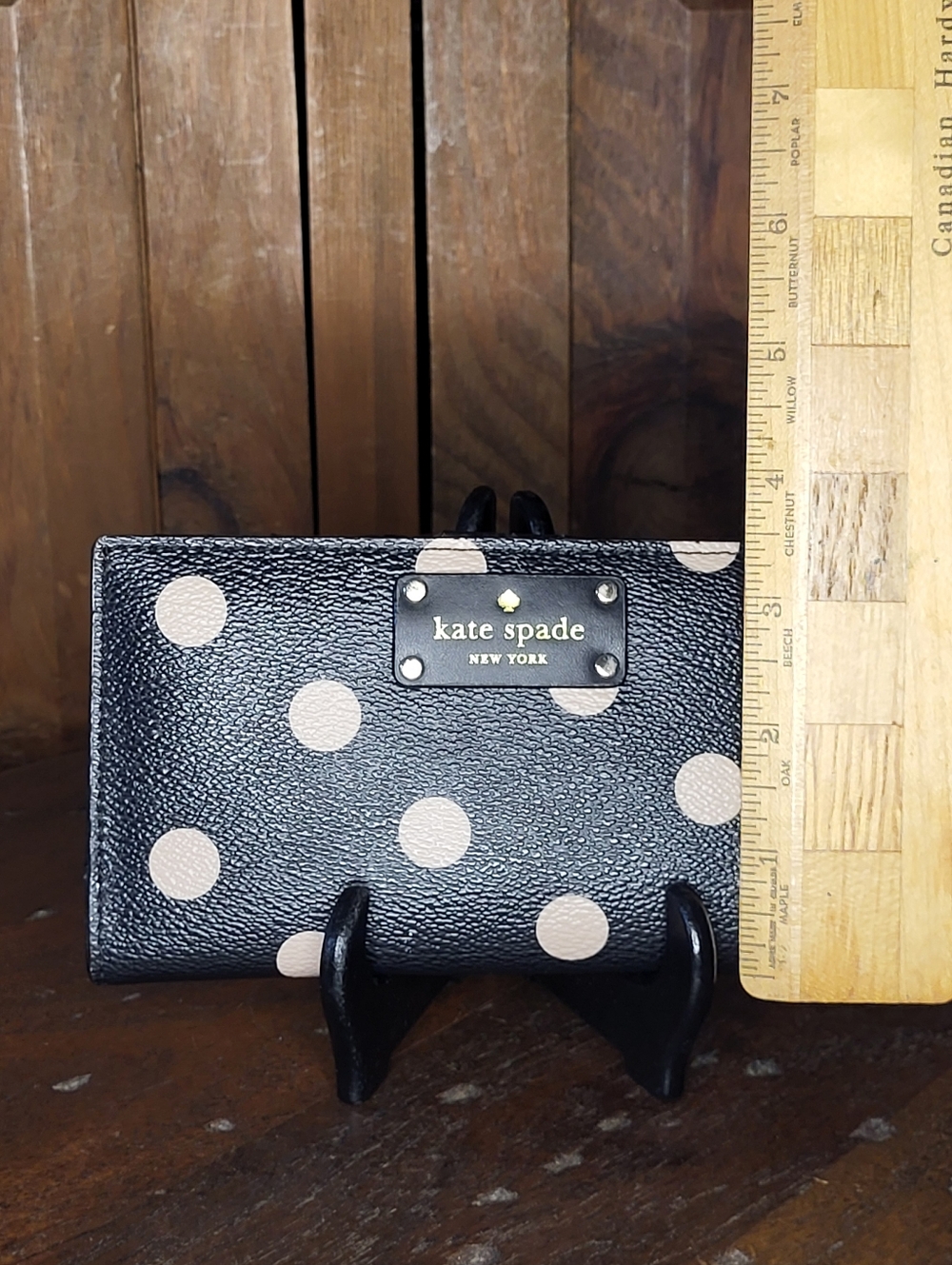 kate spade black wallet with cream polka dots - Picture 5 of 16